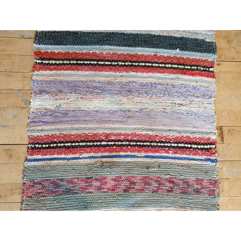 Antique Imported Swedish Hand‎ Made Rag Rug Runner (135